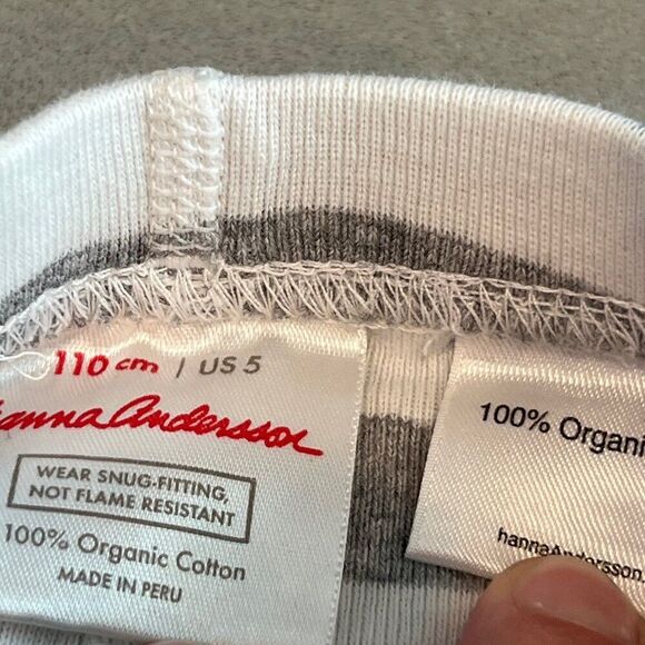 Hanna Andersson Size US 5 Heather Gray Striped Long John Pajama Set ** tiny flaw - Picture 7 of 8